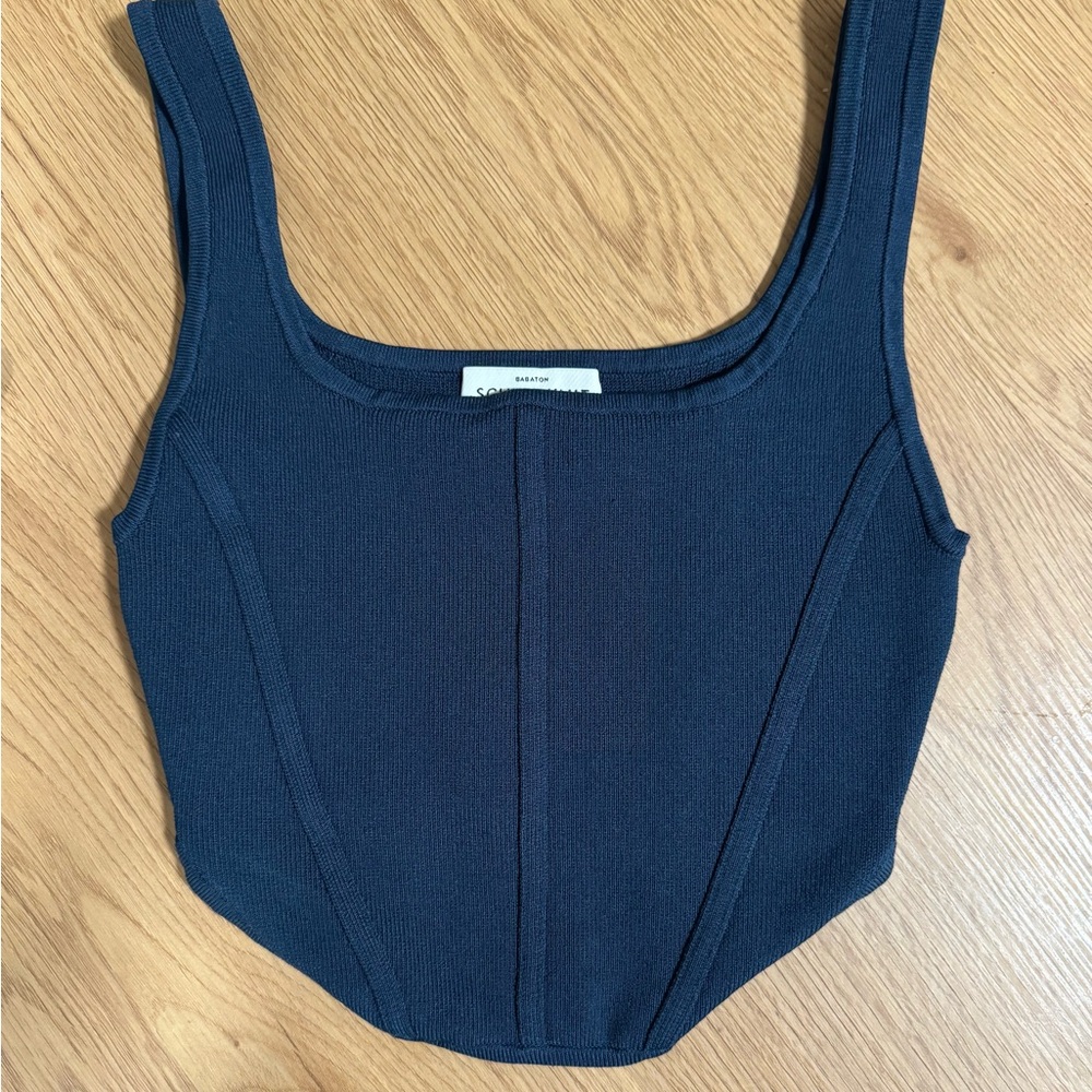 Babaton Navy Sculpt Knit Top